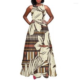 Casual jurken Holiday Women Sling For Party Polynesische print Elegant Girl Long Sundress Sreetwear Sexy Vestidos Dress Lady Kleding