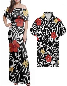Robes décontractées Hycool Fashion Plus Size Design Polynesian Tribal Puletasi Ruffle Off Robe Men Hawaiian Shirt Black Summer 20229480872