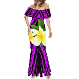 Vestidos casuais hycool samoan estilo vestido feminino sexy strapless casamento fora do ombro festa formal ocasião impressão polinésia