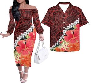 Vestidos casuales Hycool mujeres vestido camisa conjunto flor hawaiana samoano patrón tribal midi para mujer sexy club ropa verano3799282