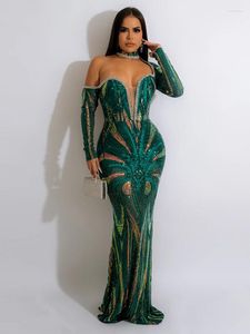 Vestidos informales Idress Drilling Diamond Sequin Vestido Elegante Mujeres Long Maxi Bodycon Party Club Night Vestidos