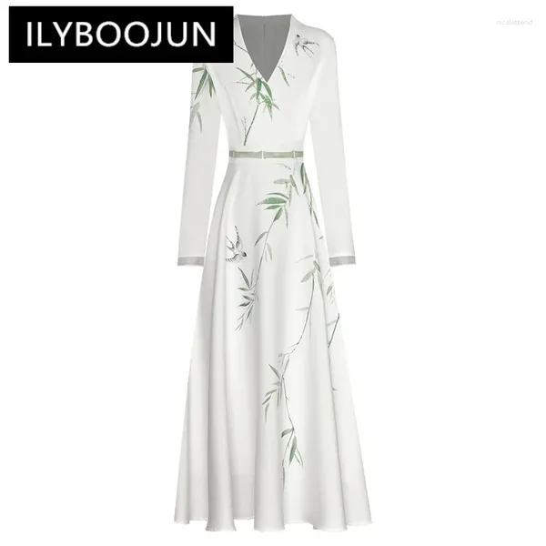 Vestidos informales diseñador de moda ilybooj puro de primavera de verano vestidos para mujeres con cuello en v