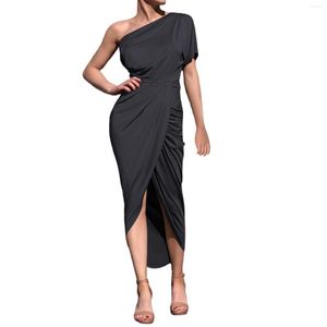 Robes décontractées en été pour femmes grande taille solide tunique robe de soirée Cocktail Sexy fendu épaule froide Vestidos Para Mujer