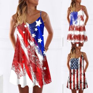 Casual jurken Onafhankelijkheidsdag voor dames Amerikaans 4 van juli gedrukt Boho Sundress Women Summer Dress Girls Formele bloemen