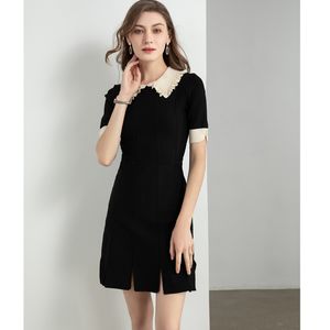 Robes décontractées IOO Femme Noir Slim Fit Mini-robe tricotée Marque Livraison gratuite 230408