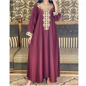 Robes décontractées Jalabiya Hijab Robe pour femmes 2023 mode musulman dubaï arabe marocain caftan Robe marron doré