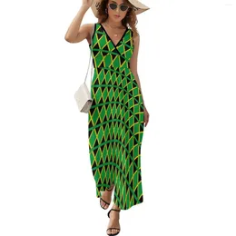 Robes décontractées Jamaica Flag Robe de voyage Summer Sports Street Street Wear Boho Beach Long Womens High Wair Design Kawaii Maxi