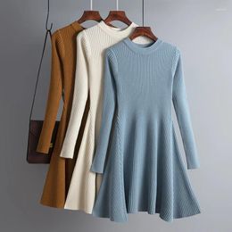 Robes décontractées Jamerary automne hiver robe pull tricotée pour femmes à manches longues mince mini robes courtes