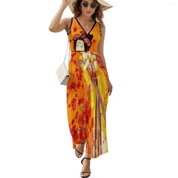 Casual jurken JAPANSE GEISHA SPEELFLUTE: Vintage toerisme Print mouwloze jurk esthetische kleding lange zomer vrouw 2024