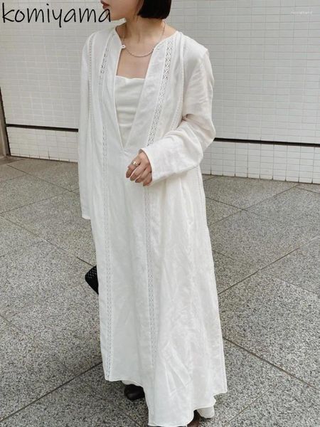 Robes décontractées japonais creux de cou rond des femmes habillées vestidos à manches longues 2024 vestido de printemps