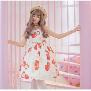 Casual jurken Japanese prinsesfeest zoete lolita jurk schattig printen bowknot hoge taille Victoriaans kawaii meisje jsk loli cos