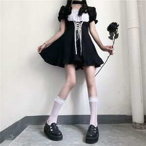 Robes décontractées japonais doux soeur mignon Lolita robe femmes victorien gothique mince fête rétro foncé filles pansement femme de chambre RH916