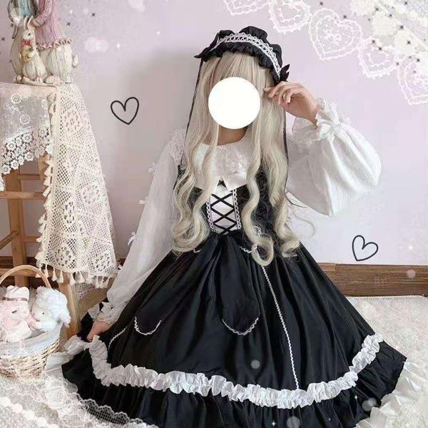 Vestidos casuales japonés dulce lolita vestido kawaii mujeres vintage harajuku sin mangas jsk rosa suspender princesa linda fiesta de verano