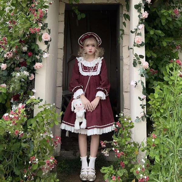 Robes décontractées japonais vintage lolita op robe femme automne