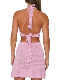 Casual Jurken JBEELATE Vrouwen Gebreide Tube Mini-jurk Strapless Uitgesneden Holle Bodycon Sexy Mode Strand Club Korte (02 Hater