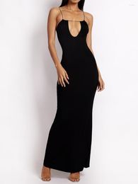 Casual Jurken JBEELATE Dames S Sexy Bodycon-jurk met spaghettibandjes Backless Hollow Out Long Solid Summer Party Club Es