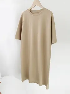 Casual jurken kajoel dames t-shirt losse achoa katoenen kraag o-skirt