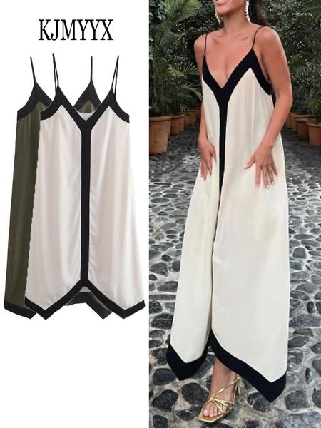 Robes décontractées KJMYYX Femme Sexy Dos Nu Slip Longue Robe Été Femmes Mode Élégante Soirée Soirée Hors Épaule Patchwork