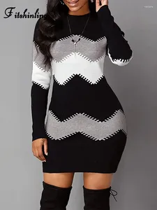 Casual jurken gebreide trui jurk vrouwelijke kleding gestreepte slanke sexy bodycon voor vrouwen mode vestidos femme verkoop