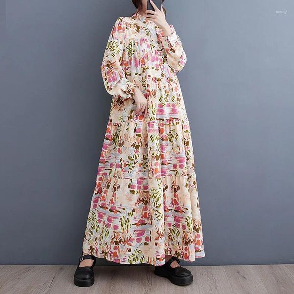 Robes décontractées Corée Style japonais Patchwork Imprimer Floral Chic Girl Lady Spring Blouse Chemises Robe Street Fashion Femmes Automne