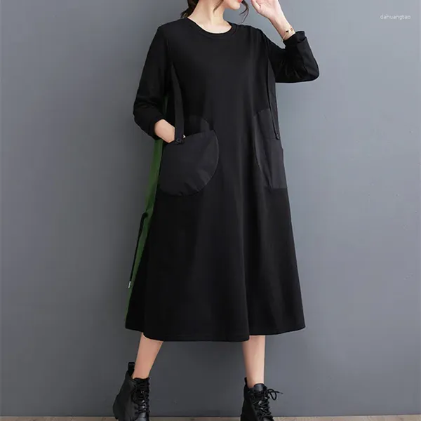 Robes décontractées style coréen Black Green Patches