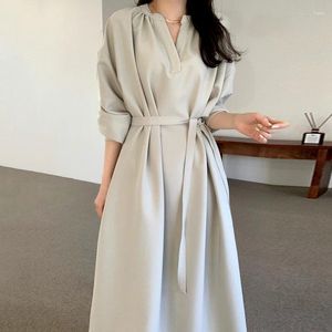 Robes décontractées Robe de mode coréenne pour femmes vêtements femme automne 2023 printemps élégant fête solide manches longues maxi femme vestido
