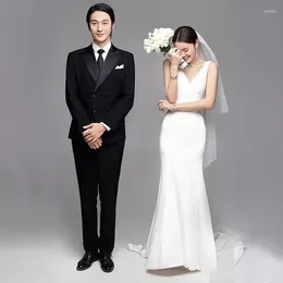 Robes décontractées coréen la robe de mariée légère tempérament longue jupe mince 2024 Bride Emphorde Pographie Femmes de poisson Femmes Simple