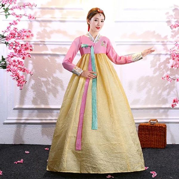 Robes décontractées de style coréen traditionnel RETUO VINTAGE HANBOK Robe pour femmes en V-Neck Party Lady Tunique Costumes nationaux