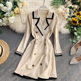 Robes décontractées Coréen Vintage Élégant Femmes Robe Pull Noir Printemps Été Femmes Vêtements 2023 Robes Ropa Mujer ZT5418