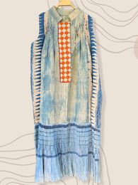Robes décontractées Korobov Japon Vintage Robe National Style Niche Design Robe de réservoir Lâche Imprimer Gilet sans manches pour les femmes Mode d'été