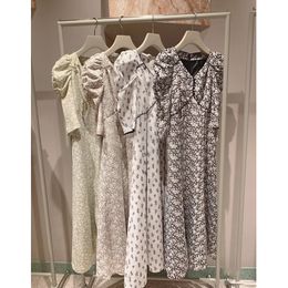 Robes Décontractées Kuzuwata Doux Col En V Floral Imprimé Vestidos De Mujer Élégant Plissée À Manches Bulles Robe À Lacets Japonais Doux Robe Femme 230515