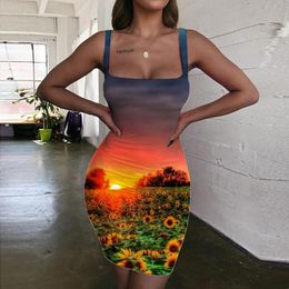 Casual Jurken KYKU Zon Vrouwen Galaxy Vestido Sexy Cloud 3d Print Oceaan Halter Mouwloze Dameskleding Feest Kort Strand Hoge kwaliteit