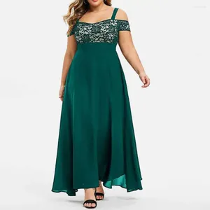 Robes décontractées dentelle maxi robe femmes été épaule froide grande taille traf-robe vêtements pour