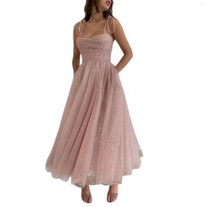 Casual Jurken Dames Jurk Sexy Slanke Mouwloze Sling Tube Top Mesh Pailletten Stiksels Graduaties Robes De Cocktail Robe Soire Mariage