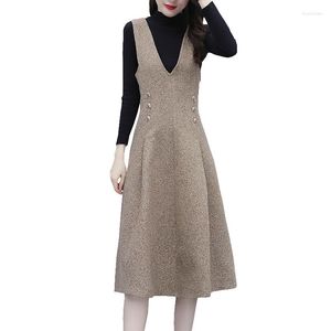 Casual jurken dames mode winter tweedelige gebreide trui wollen vestIDo kantoor plus size losse dames jurk ok656