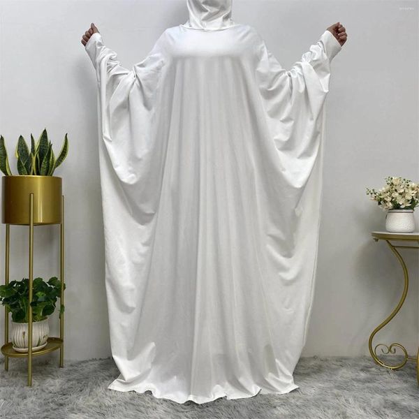 Robes décontractées dames musulmanes manches longues chauve-souris couleur unie robe à capuche femmes hijab caftan robe arabe