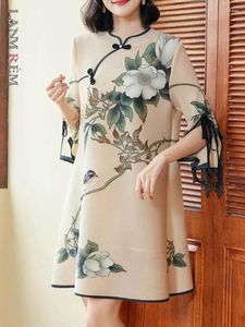 Robes décontractées Lanmrem Robe imprimée de style chinois pour femmes trois quarts de design rivet mode 2024 Vêtements d'été 2Z1266