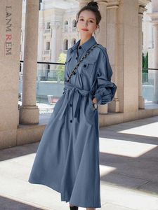 Robes décontractées Lanmrem Robe de style coréen pour femmes revers à manches longues simples à poitrine simple de la ceinture réunie 2024 Vêtements de mode 2z1186