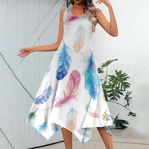 Casual jurken groot formaat dames strandjurk zomer vintage bedrukte mouwloze zakdoek zoom maxi tanktop met zakken