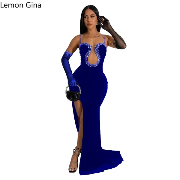 Robes décontractées Lemon Gina Femmes Mesh Diamonds Strap à manches de la strat à manches midi