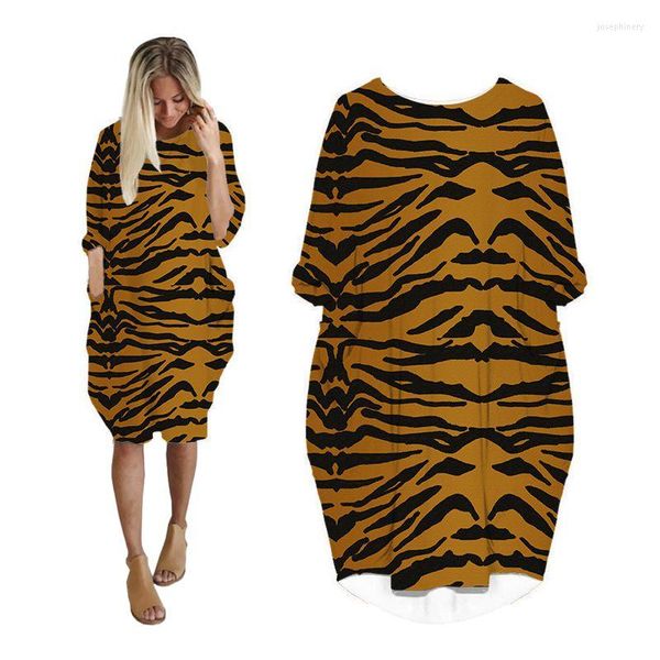 Robes décontractées robe léopard été 3d impression Streetwear femmes surdimensionné mode Harajuku à manches longues tigre vêtements grande taille vêtements