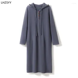 Robes décontractées lhzsyy jupes longues à capuche haut de gamme pur cachemire tré
