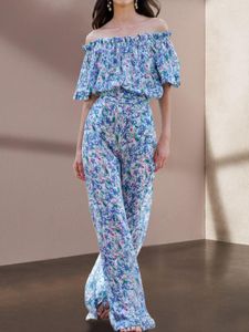 Robes décontractées LINDA DELLA 2023 créateur de mode femmes modèles d'été tempérament bleu une épaule liée vacances combinaison