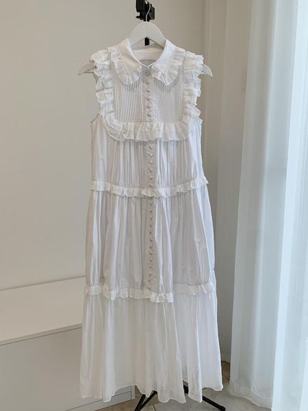 Vestidos Informales Lino Patchie Falda Larga Blanca