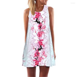 Casual jurken Liumaohua Feather Print Dress Boho Style Short Beach 2023 Zomer Women Shift Vestido O-911