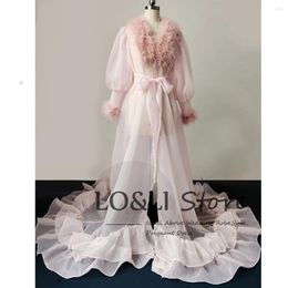 Vestidos casuales loli real po rosa plume plume para mujeres oganza manga hinchada vestida de baño bañera de cumpleaños boda