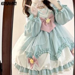 Vestidos informales Lolita Kawaii Sweet Dress Women Y2K Contraste Estético Color Harajuku Mesh Patchwork Retro Party Gunge Vestido 2024