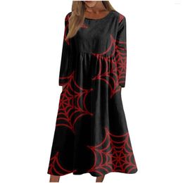 Robes décontractées Robe longue gracieuse mi-mollet femmes hiver 2023 manches col rond Halloween robes Dising filles Ropa de Mujer