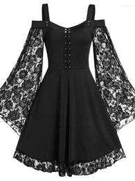 Casual jurken lange mouw esthetisch punk Halloween Party y2k sexy kant elegante a-line jurk vrouwen gotische donkere vintage herfstmode
