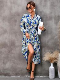 Robes décontractées Robe à manches longues Femmes Style français Tunique florale Élégant Volants O-Cou Ulzzang Charme Tendre Chic Rétro Élégant Femme Ins